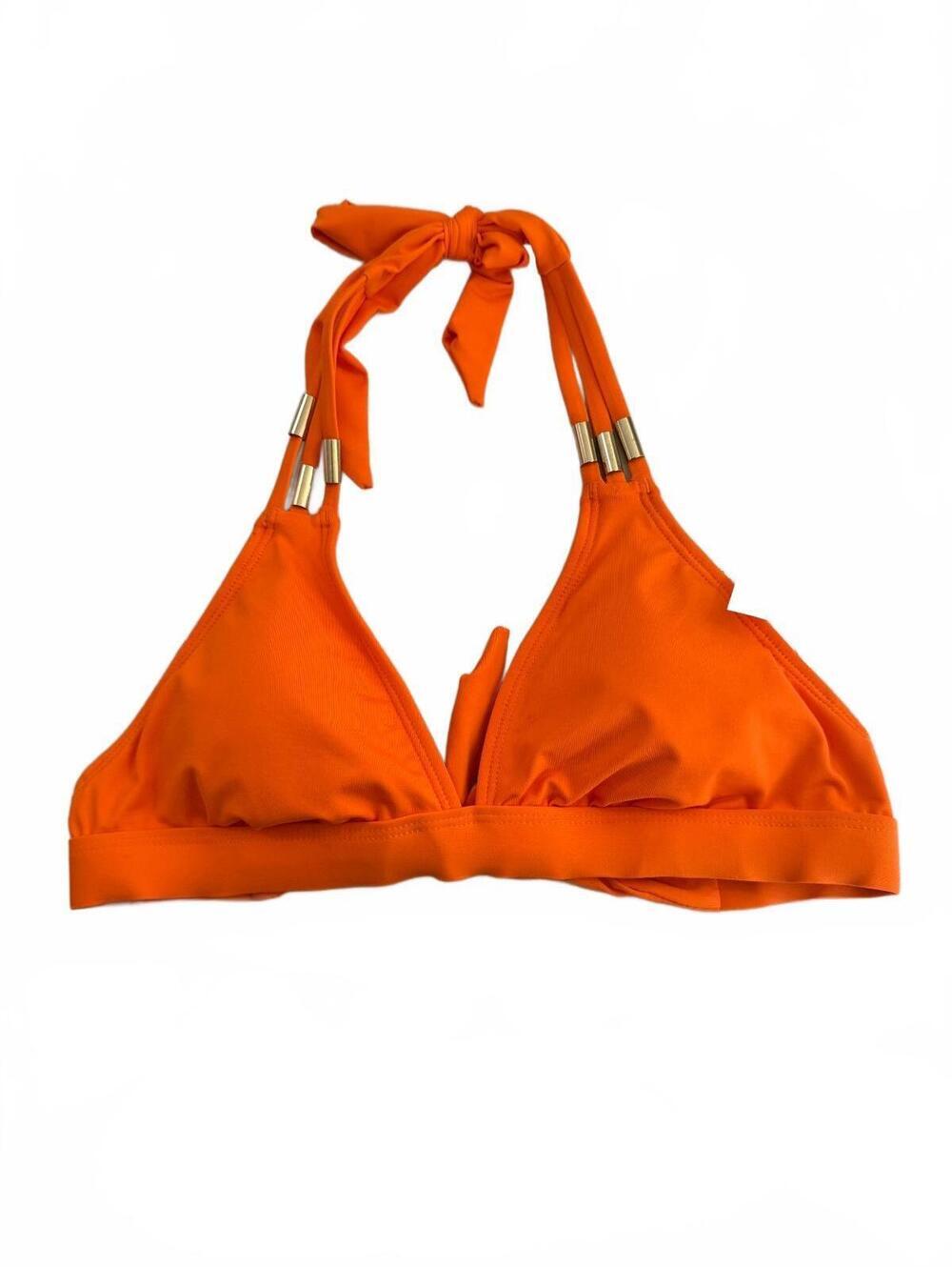 Gibson Latimer Summer Orange Triangle Bikini Top XS